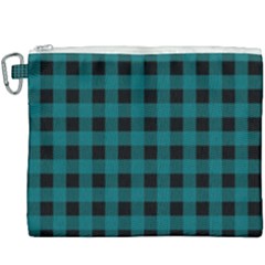 Teal Black Buffalo Plaid Canvas Cosmetic Bag (xxxl)