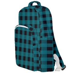 Teal Black Buffalo Plaid Double Compartment Backpack by SpinnyChairDesigns