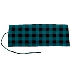 Teal Black Buffalo Plaid Roll Up Canvas Pencil Holder (s) by SpinnyChairDesigns