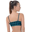 Teal Black Buffalo Plaid Knot Up Bikini Top View2