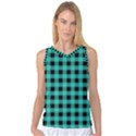 Turquoise Black Buffalo Plaid Women s Basketball Tank Top View1