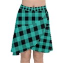 Turquoise Black Buffalo Plaid Chiffon Wrap Front Skirt View1