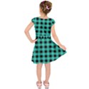 Turquoise Black Buffalo Plaid Kids  Short Sleeve Dress View2