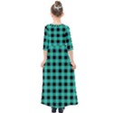 Turquoise Black Buffalo Plaid Kids  Quarter Sleeve Maxi Dress View2