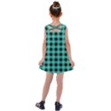 Turquoise Black Buffalo Plaid Kids  Cross Back Dress View2