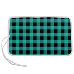 Turquoise Black Buffalo Plaid Pen Storage Case (s) by SpinnyChairDesigns