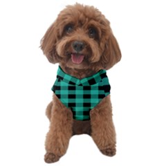 Turquoise Black Buffalo Plaid Dog Sweater by SpinnyChairDesigns