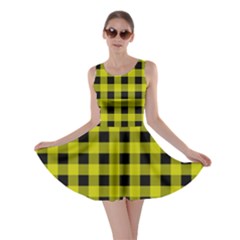 Yellow Black Buffalo Plaid Skater Dress