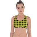 Yellow Black Buffalo Plaid Cross String Back Sports Bra View1