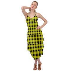 Yellow Black Buffalo Plaid Layered Bottom Dress by SpinnyChairDesigns