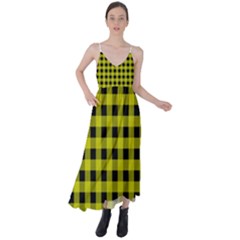 Yellow Black Buffalo Plaid Tie Back Maxi Dress by SpinnyChairDesigns