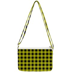 Yellow Black Buffalo Plaid Double Gusset Crossbody Bag