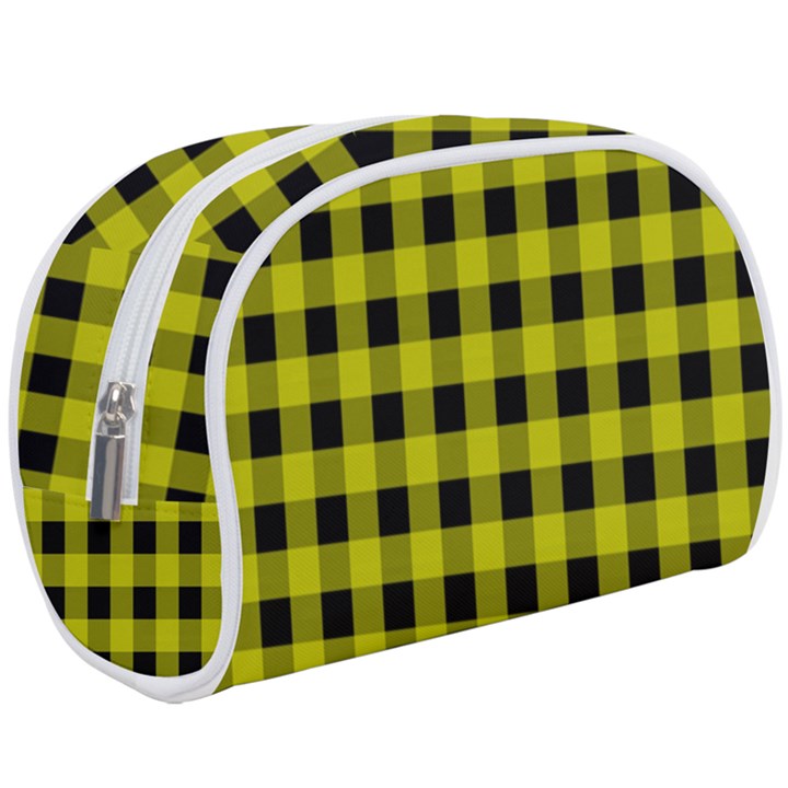 Yellow Black Buffalo Plaid Makeup Case (Large)