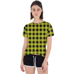 Yellow Black Buffalo Plaid Open Back Sport Tee