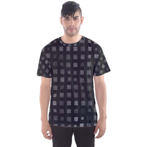 Abstract Black Checkered Pattern Men s Sport Mesh Tee by SpinnyChairDesigns