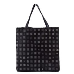 Abstract Black Checkered Pattern Grocery Tote Bag by SpinnyChairDesigns