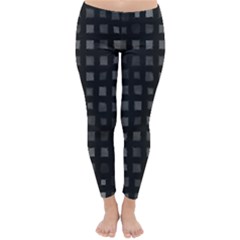 Abstract Black Checkered Pattern Classic Winter Leggings by SpinnyChairDesigns