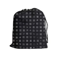 Abstract Black Checkered Pattern Drawstring Pouch (xl) by SpinnyChairDesigns