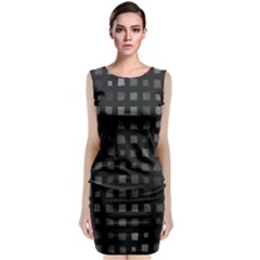 Abstract Black Checkered Pattern Classic Sleeveless Midi Dress