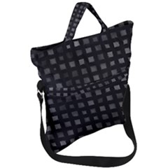 Abstract Black Checkered Pattern Fold Over Handle Tote Bag by SpinnyChairDesigns