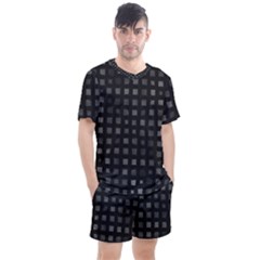 Abstract Black Checkered Pattern Men s Mesh Tee And Shorts Set