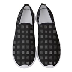 Abstract Black Checkered Pattern Women s Slip On Sneakers by SpinnyChairDesigns