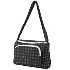 Abstract Black Checkered Pattern Front Pocket Crossbody Bag by SpinnyChairDesigns