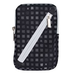 Abstract Black Checkered Pattern Belt Pouch Bag (small) by SpinnyChairDesigns