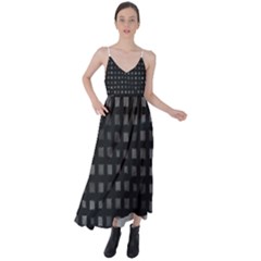 Abstract Black Checkered Pattern Tie Back Maxi Dress