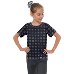 Abstract Black Checkered Pattern Kids  Mesh Piece Tee