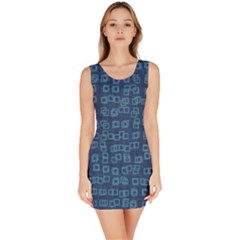 Blue Abstract Checks Pattern Bodycon Dress by SpinnyChairDesigns