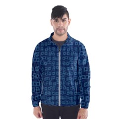 Blue Abstract Checks Pattern Men s Windbreaker