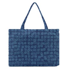 Blue Abstract Checks Pattern Zipper Medium Tote Bag by SpinnyChairDesigns