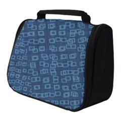 Blue Abstract Checks Pattern Full Print Travel Pouch (small) by SpinnyChairDesigns