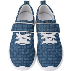 Blue Abstract Checks Pattern Men s Velcro Strap Shoes by SpinnyChairDesigns