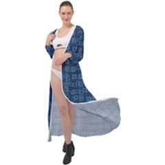 Blue Abstract Checks Pattern Maxi Chiffon Beach Wrap by SpinnyChairDesigns