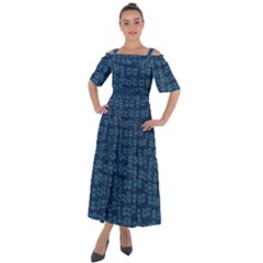 Blue Abstract Checks Pattern Shoulder Straps Boho Maxi Dress  by SpinnyChairDesigns