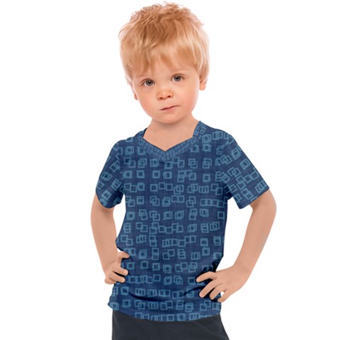 Blue Abstract Checks Pattern Kids  Sports Tee by SpinnyChairDesigns