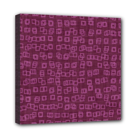 Plum Abstract Checks Pattern Mini Canvas 8  X 8  (stretched)