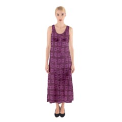 Plum Abstract Checks Pattern Sleeveless Maxi Dress by SpinnyChairDesigns