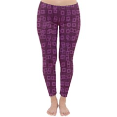 Plum Abstract Checks Pattern Classic Winter Leggings by SpinnyChairDesigns