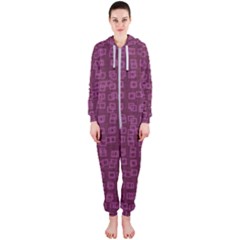 Plum Abstract Checks Pattern Hooded Jumpsuit (ladies)  by SpinnyChairDesigns