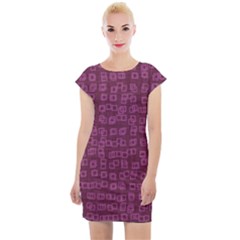 Plum Abstract Checks Pattern Cap Sleeve Bodycon Dress by SpinnyChairDesigns