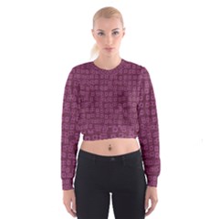 Plum Abstract Checks Pattern Cropped Sweatshirt by SpinnyChairDesigns