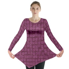 Plum Abstract Checks Pattern Long Sleeve Tunic  by SpinnyChairDesigns