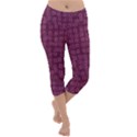 Plum Abstract Checks Pattern Lightweight Velour Capri Yoga Leggings View1