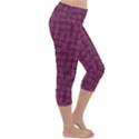 Plum Abstract Checks Pattern Lightweight Velour Capri Yoga Leggings View3