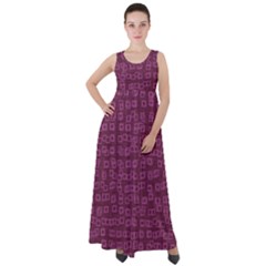 Plum Abstract Checks Pattern Empire Waist Velour Maxi Dress by SpinnyChairDesigns