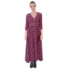 Plum Abstract Checks Pattern Button Up Maxi Dress by SpinnyChairDesigns