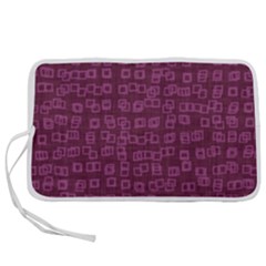 Plum Abstract Checks Pattern Pen Storage Case (l)